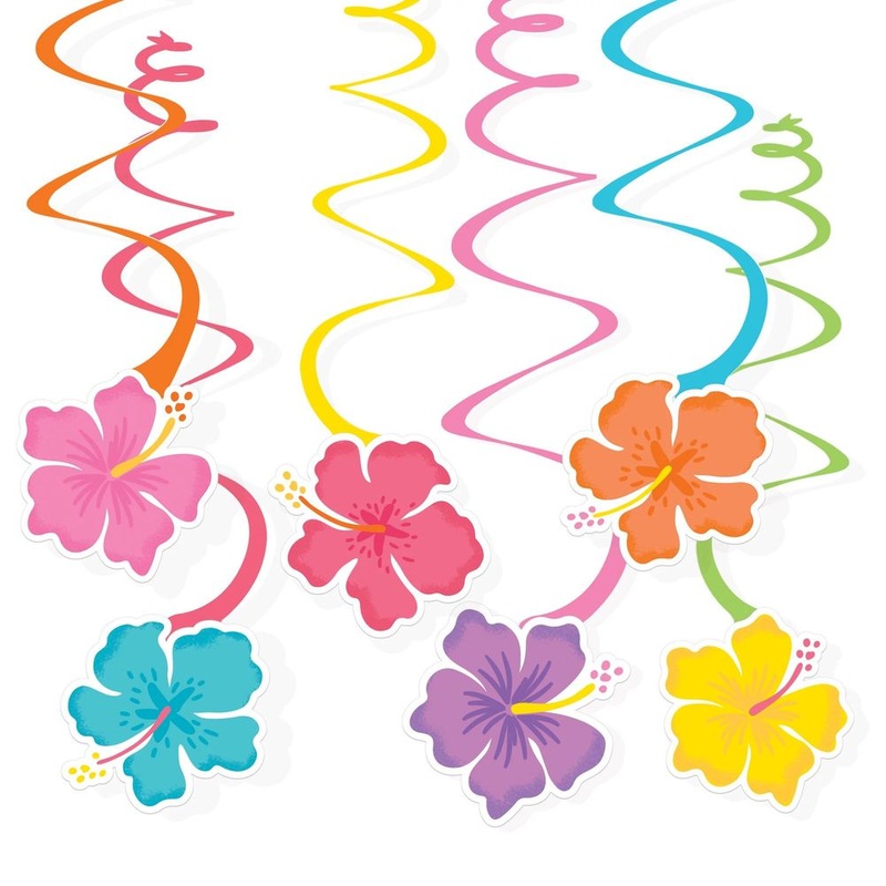 Summer Hibiscus Swirl Decorations Value Pack, 12ct