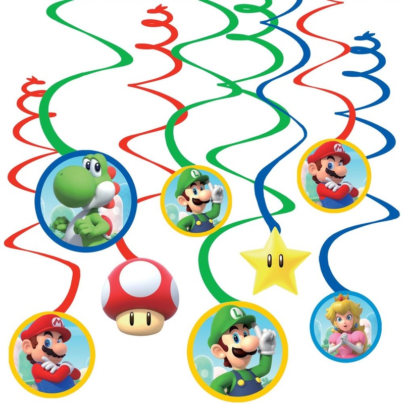 Super Mario Brothers Foil Swirl Hanging Swirls (12ct)