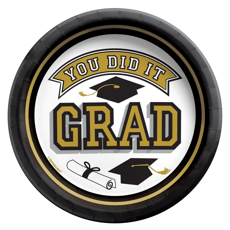 True To Your School Graduation 6.75" Round Plates Gold (20ct)