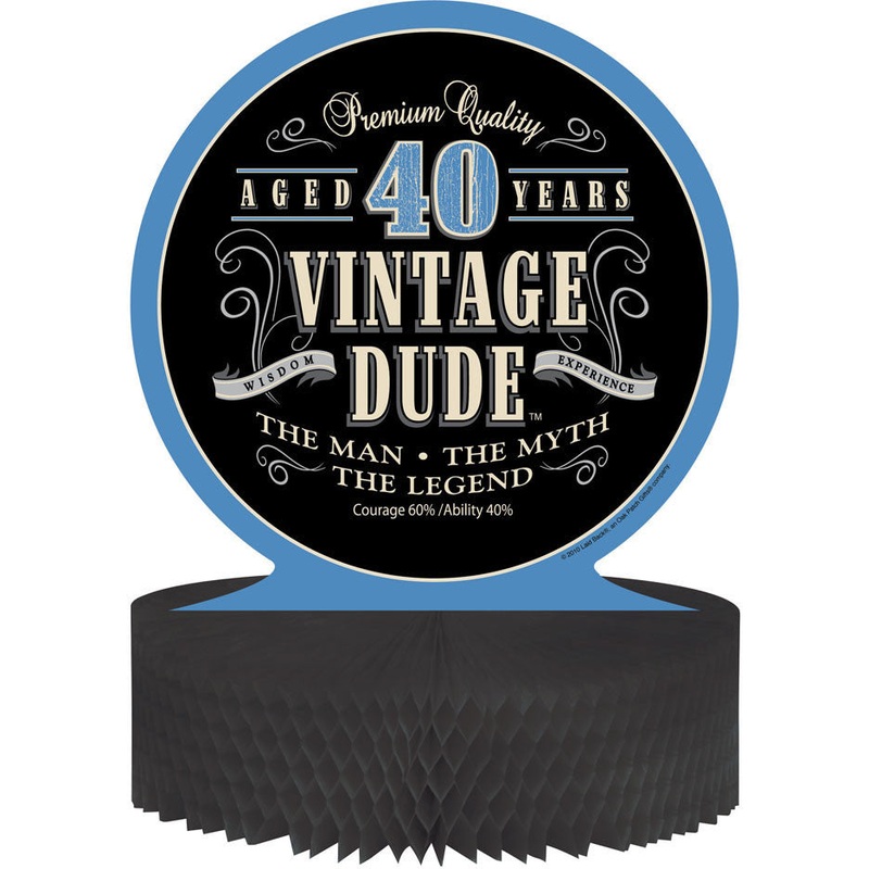 Vintage Dude Centerpiece, Honeycomb, 40th