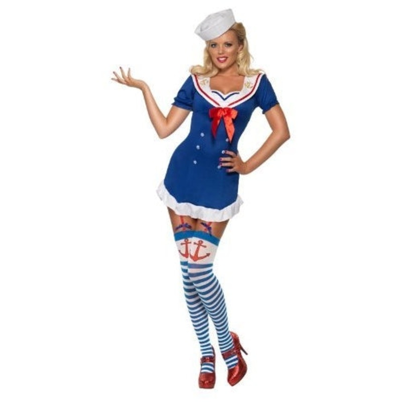 Ahoy Sailor Costume Blue Dress with Garter Straps