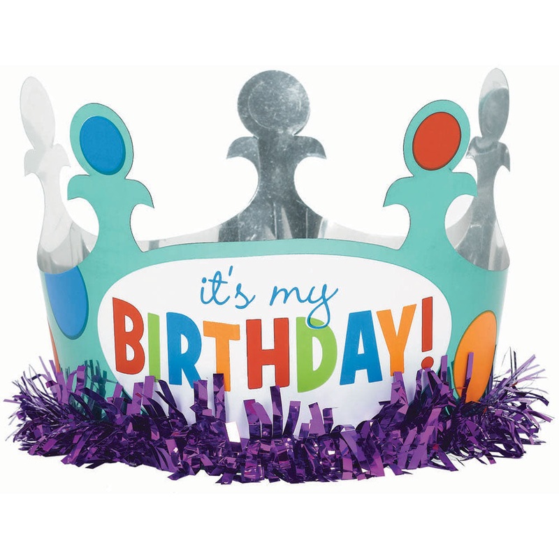 Birthday Dots And Stripes Foil Crown w/Fringe