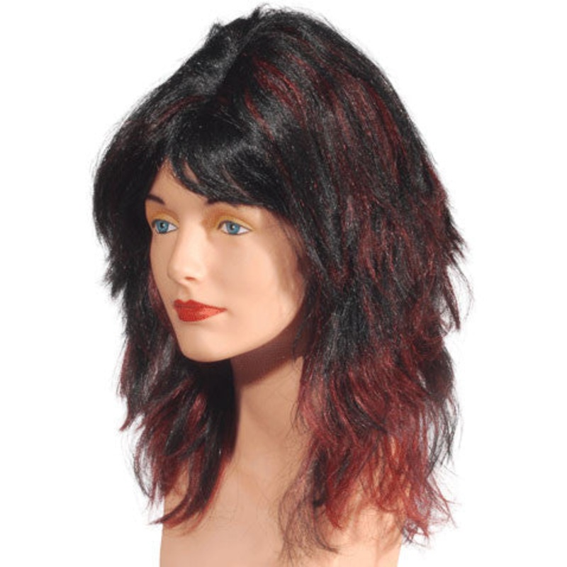 Black and Burgundy Shag Wig