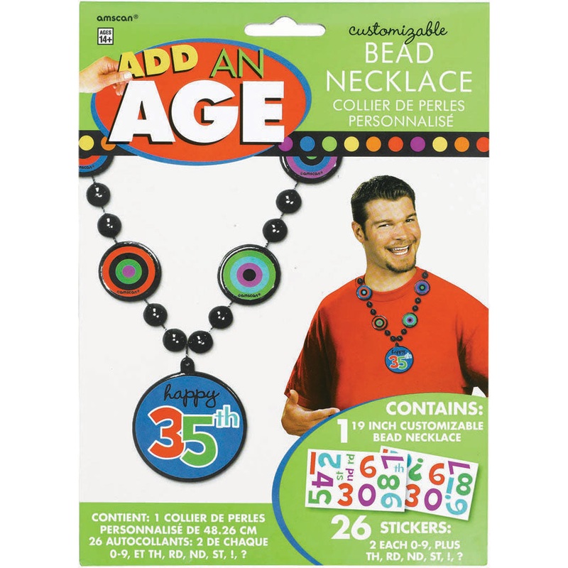 Blue Birthday Dots And Stripes Add An Age Necklace