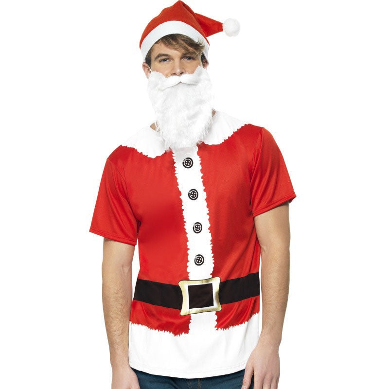 Santa Instant Kit With Printed T-shirt Hat And Beard