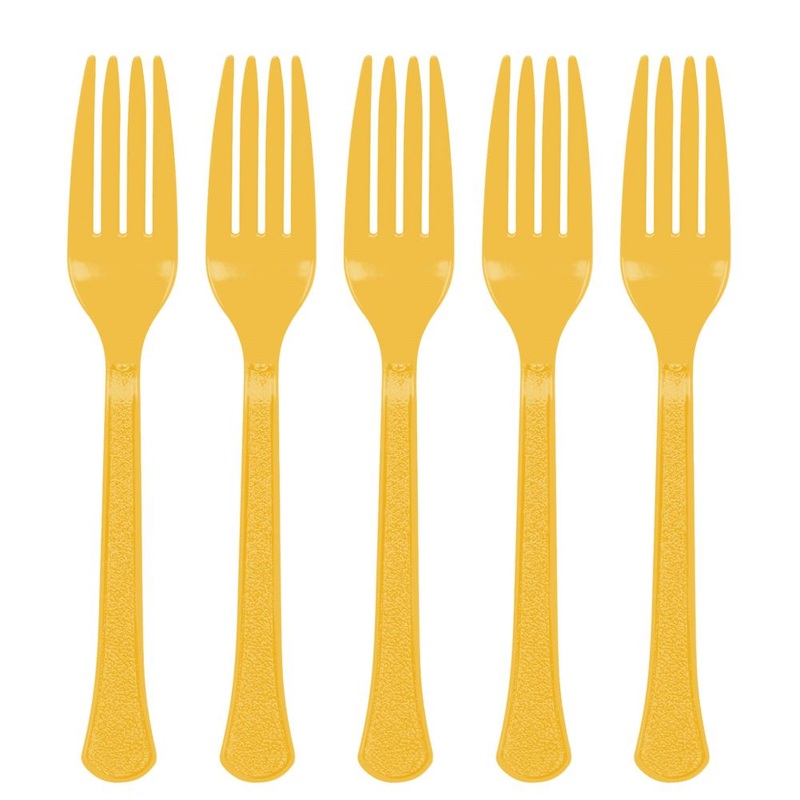 Yellow Sunshine Plastic Fork 20 ct