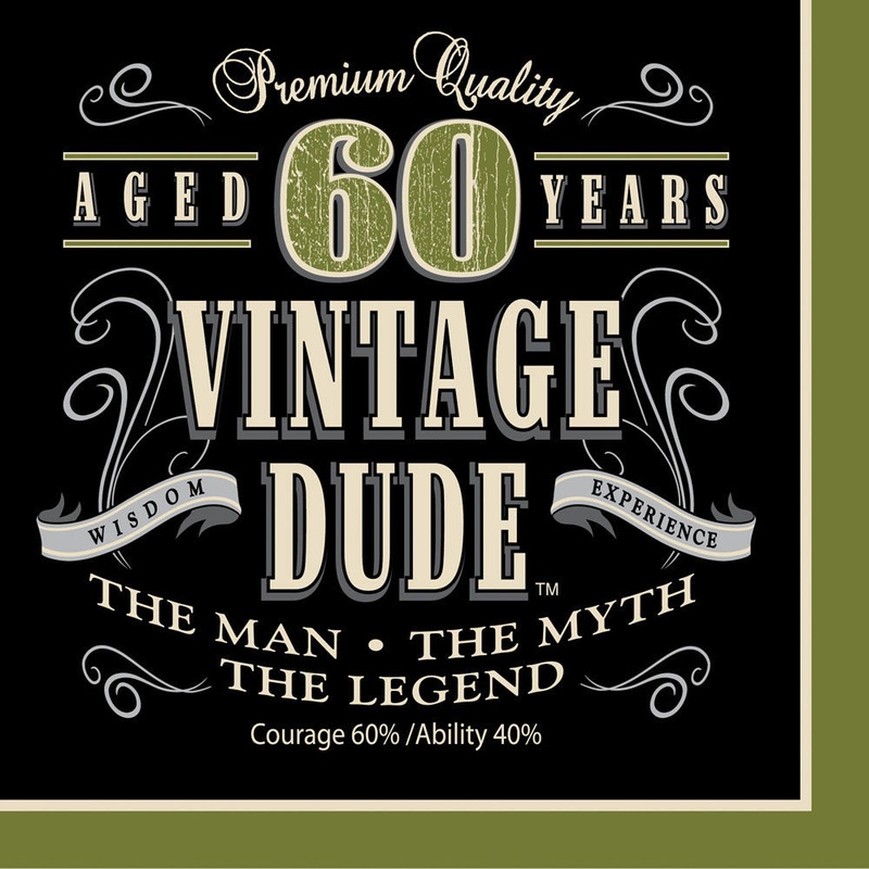 60 Vintage Dude Luncheon Napkins (16ct)