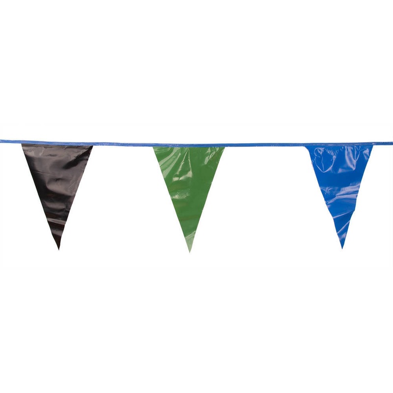 Black, Blue and Green Triangle Pennant Flag 100 Ft.