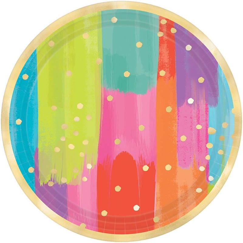 Bright Brushstrokes Paper Dessert Plates (8 ct)