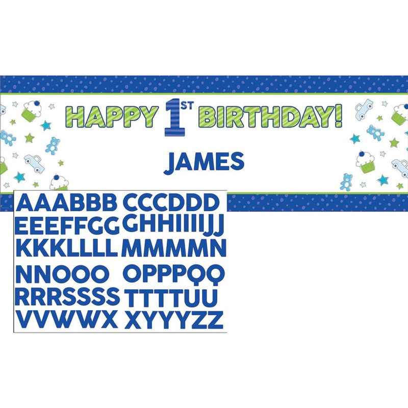 Doodle 1st Birthday Boy Party Banner