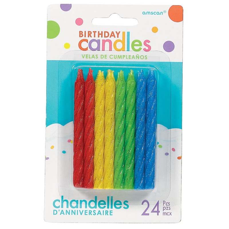 Amscan Large 3.25" Primary Colors Spiral Candle Sets (24ct)