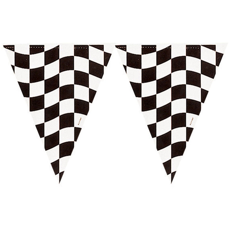 Black and White Check Pennant Banner