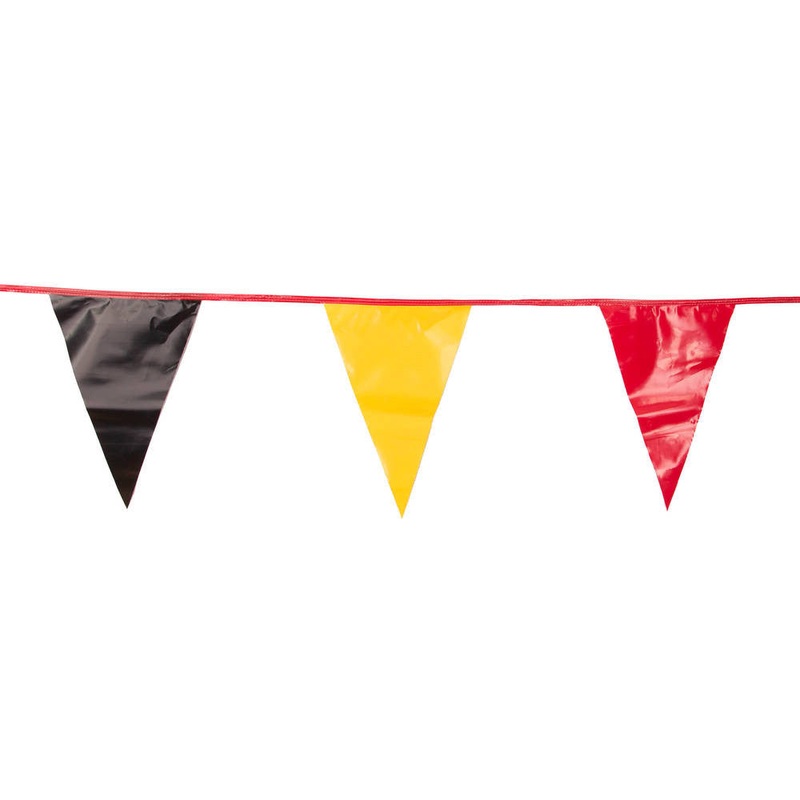 Black , Red and Yellow Triangle Pennant Flag 100 Ft.