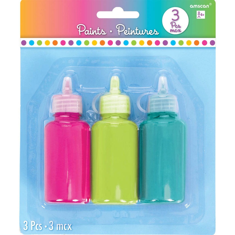 Bright Colors Paint Bottles (3ct)