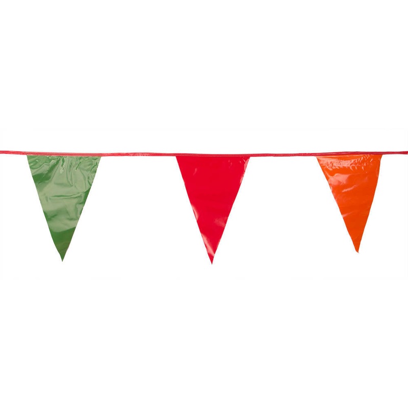 Green, Orange and Red Triangle Pennant Flag 100 Ft.