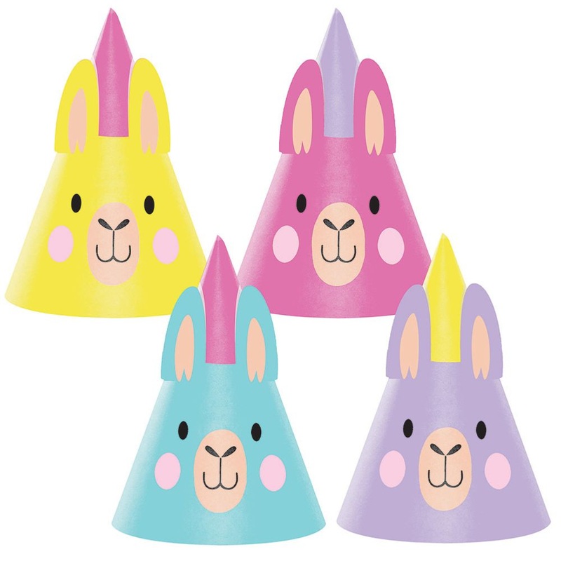 Llama Party HAT CHILD, ASSORTED 2 EACH OF 4