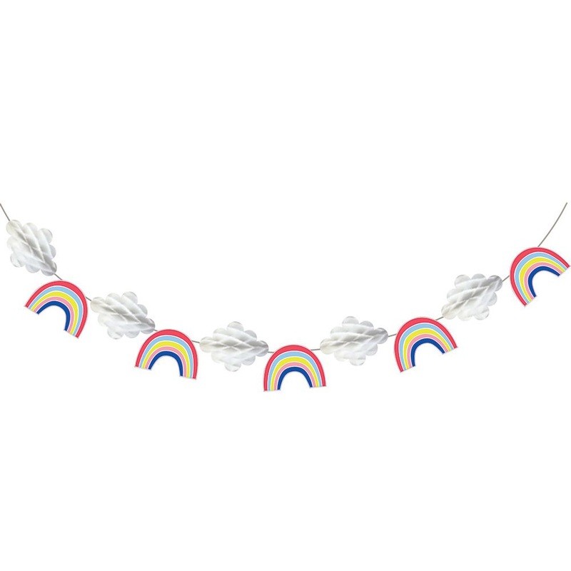 Over The Rainbow SHAPED BANNER WITH HONEYCOMB AND TWINE