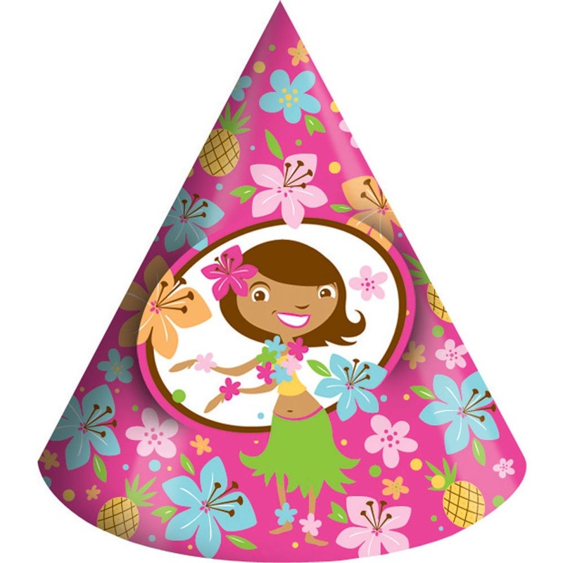 Pink Luau Fun Party Hats, Child Size
