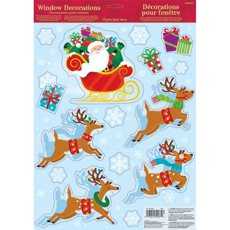 Santa Sleigh and Reindeer Window Cling