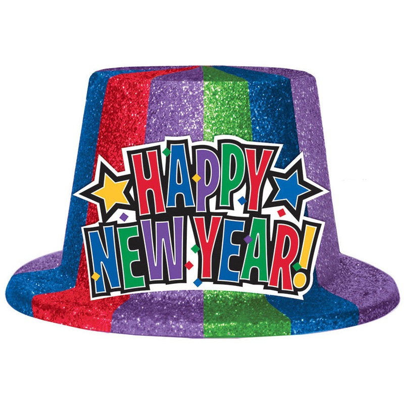 Happy New Year Glitter Top Hat