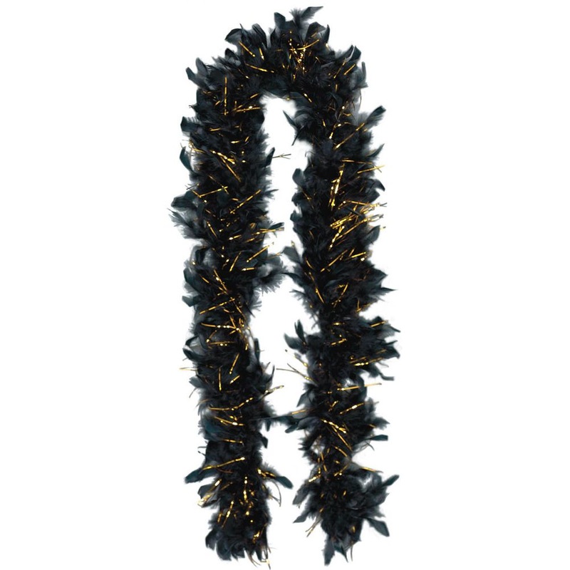 Hollywood Black Boa w/Gold Tinsel