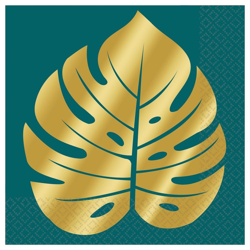 Metallic Gold Key West Palm Leaf Beverage Napkins, 16ct