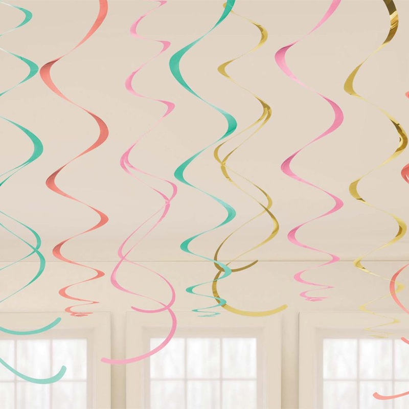 Pastel & Gold Swirl Decorations, 12ct