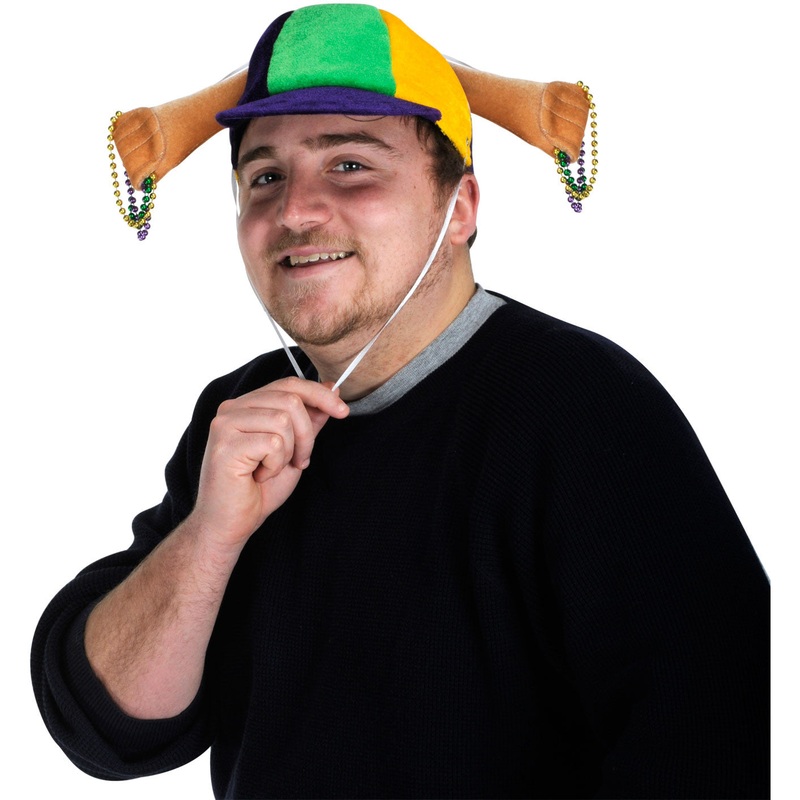 Plush Mardi Gras Beads Cap