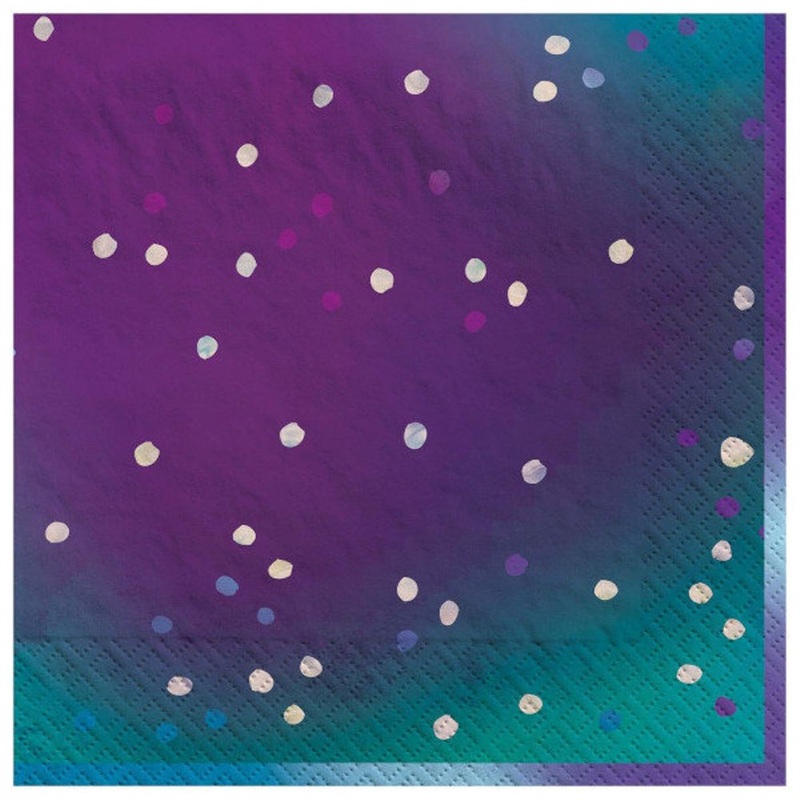 Sparkling Sapphire Iridescent Beverage Napkins, 16ct