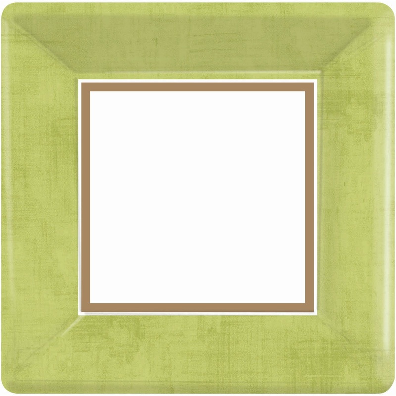 Avocado Green Border Banquet Plates (18ct)