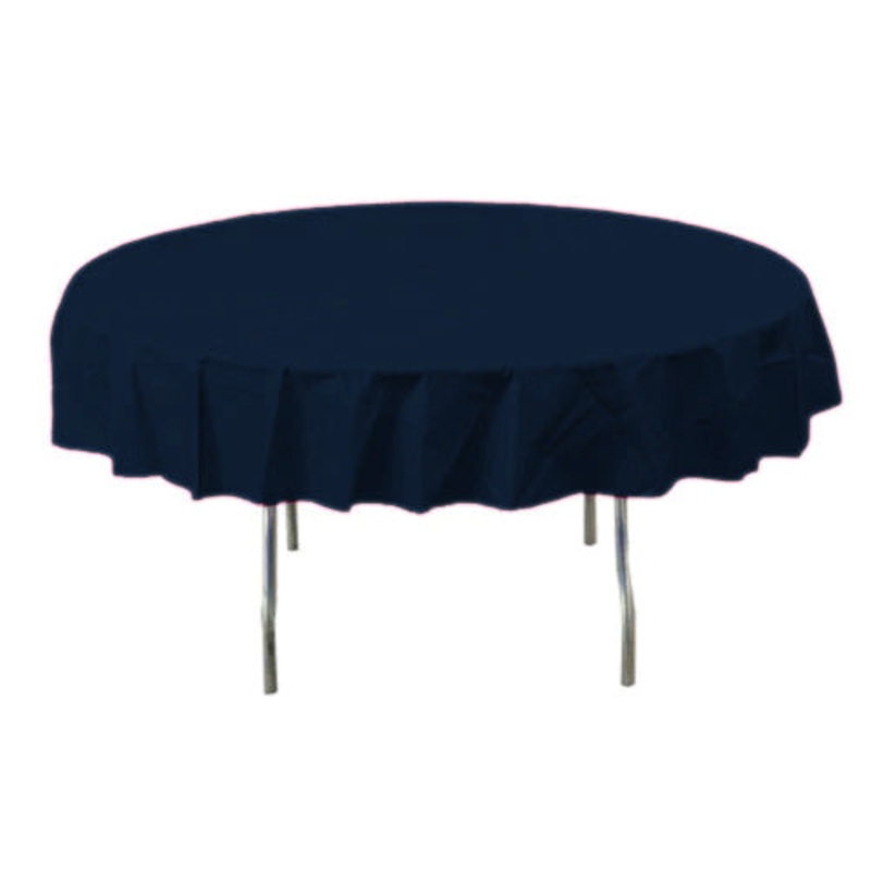 True Navy Round Plastic Tablecover