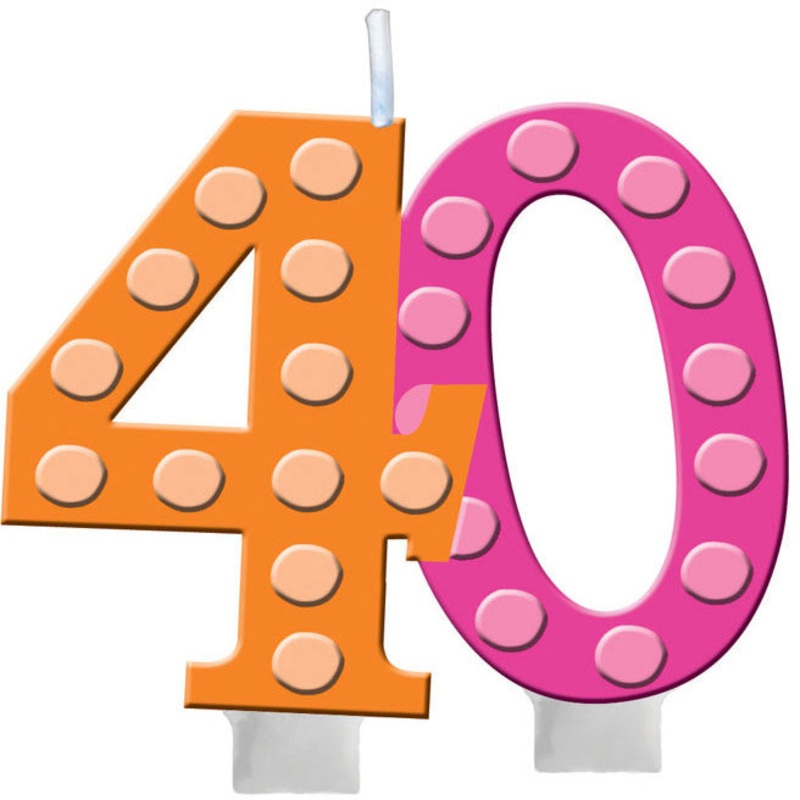 Bright and Bold Candle, Molded Numeral w/ balloon, 40th