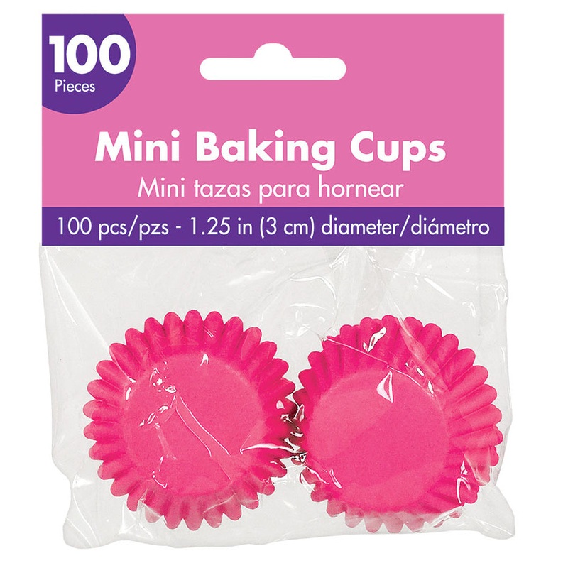 Bright Pink 1.25" Mini Baking Cups (100ct)