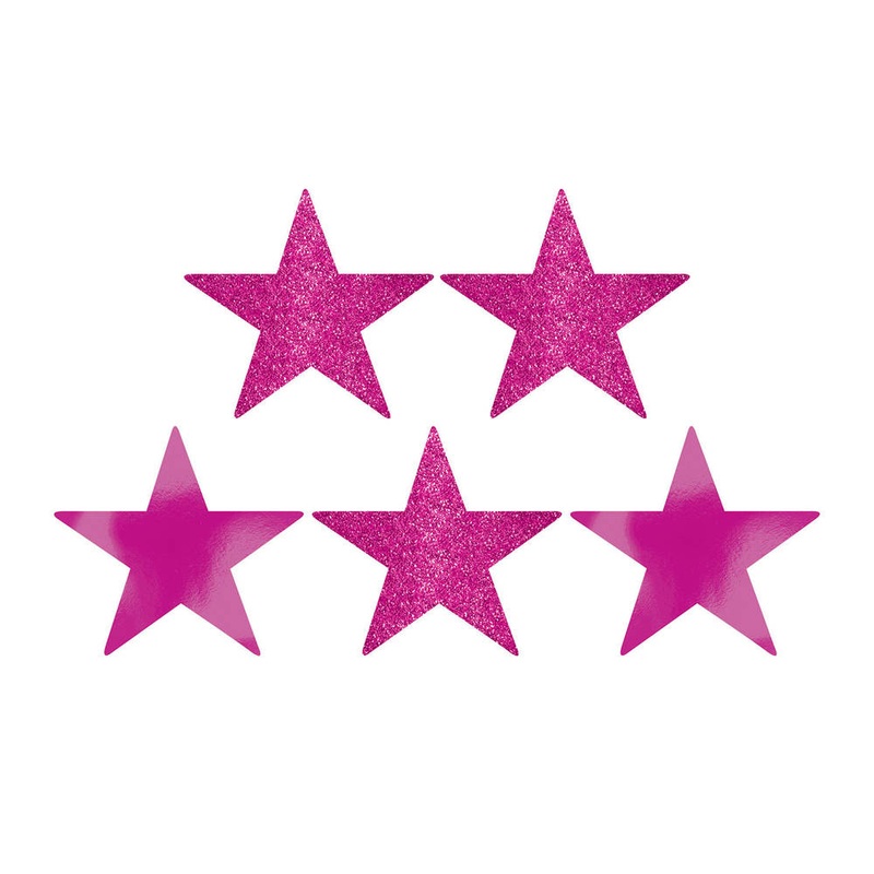 Bright Pink 5" Star Cutouts (5 ct)
