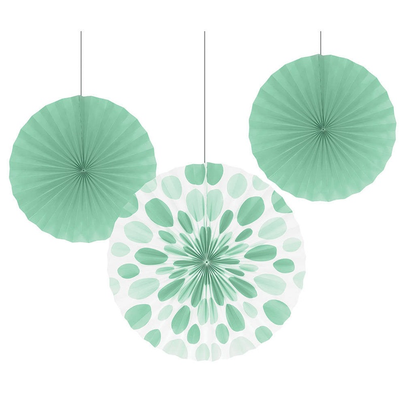 Fresh Mint Paper Fans (3ct)