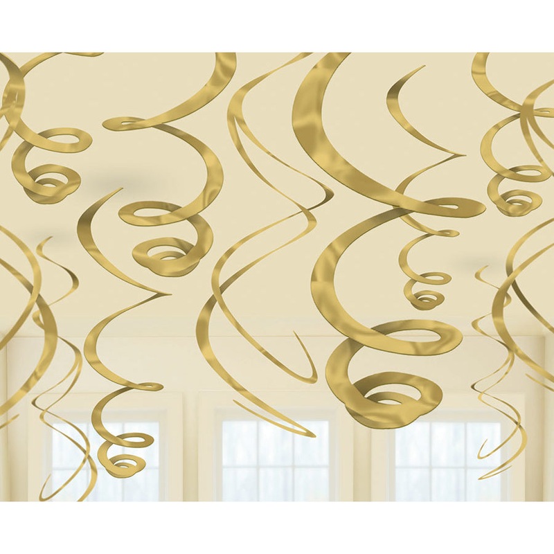 Gold Plastic Swirl Decorations