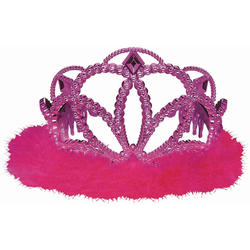 Hot Pink Electroplated Tiara with Marabou Trim