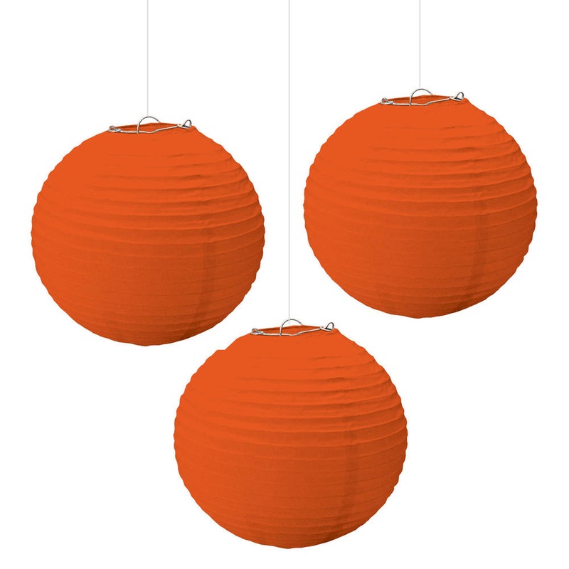 Orange Peel Paper Hanging Lanterns, 3 ct