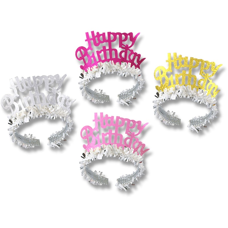 Pkgd Happy Birthday Tiaras w/Fringe
