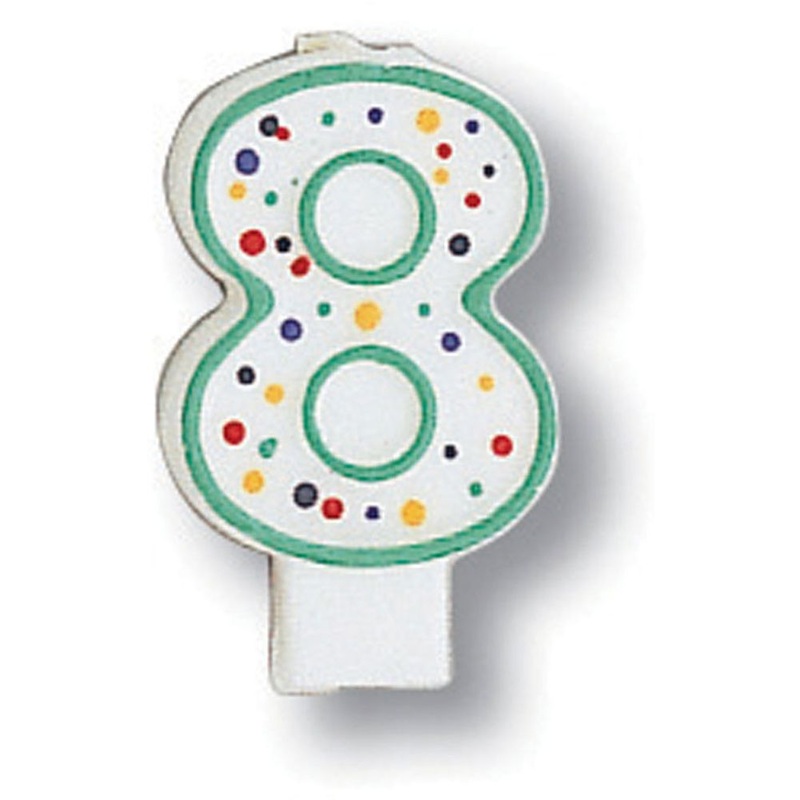 Polka Dot "8" Numeral Candle