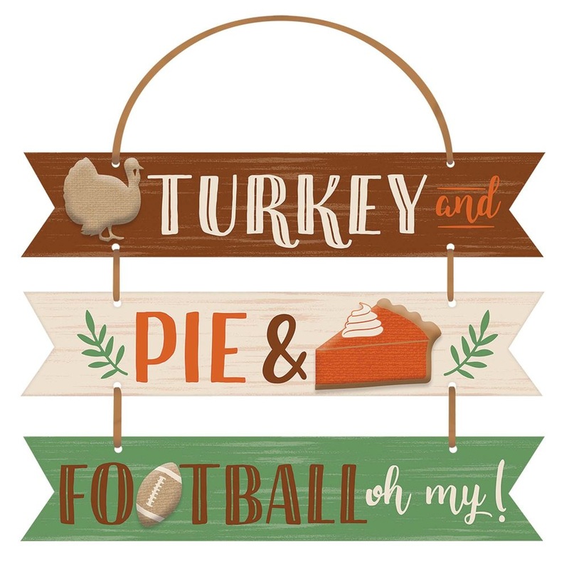 Turkey and Pie & Football Oh My! Die-Cut Sign (1 ct)