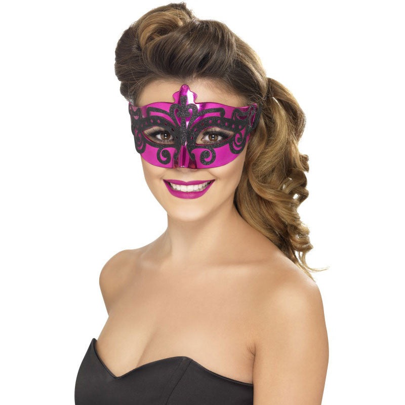 Venetian Eyemask Pink With Black Detailing