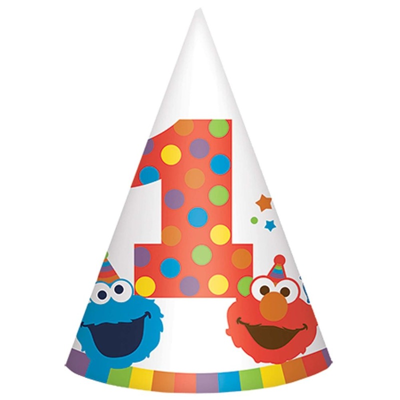 Elmo Turns One Party Hats (8 ct)