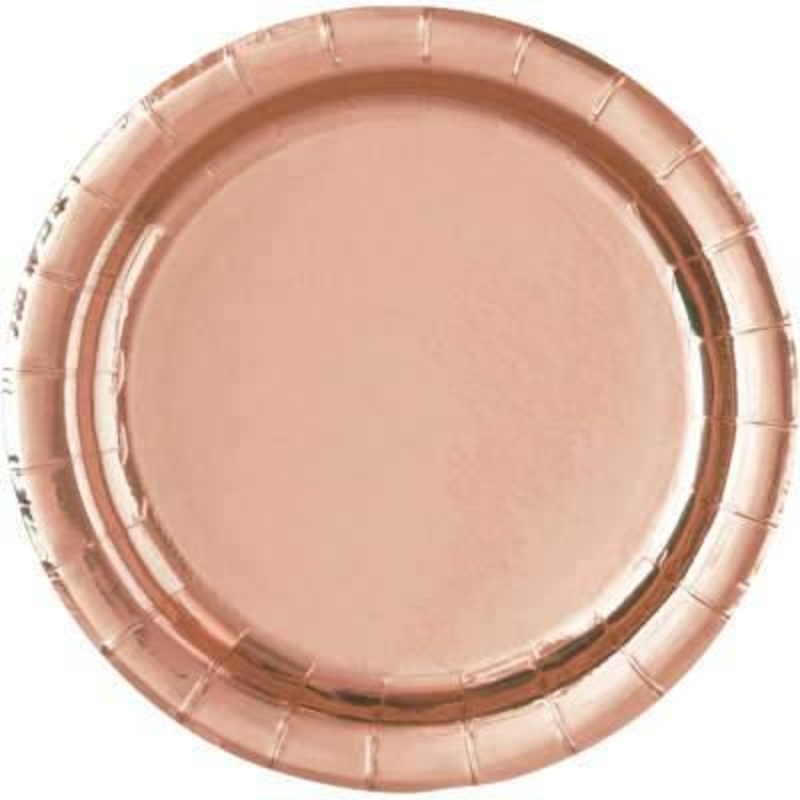 Rose Gold Foil Round 9" Dinner Plates 8ct - Foil Board