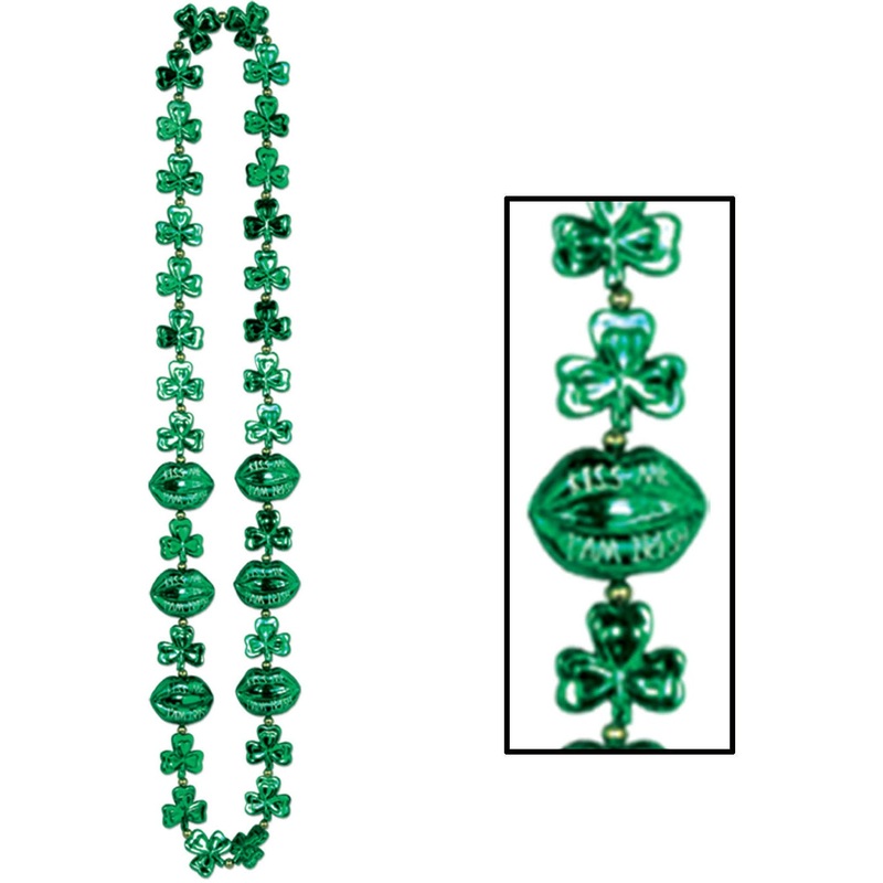 Shamrock Beads w/Kiss Me Lips