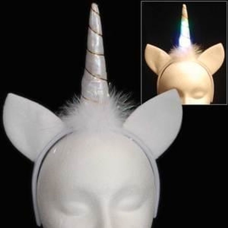 WHITE FEATHER LIGHT UP UNICORN HEADBAND