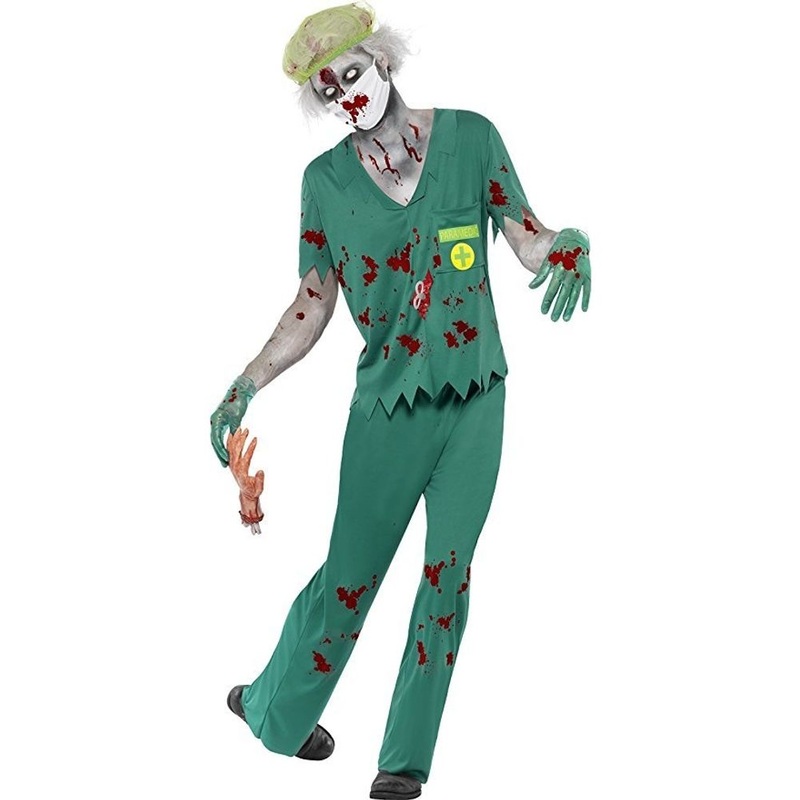 Zombie Paramedic Men's Costume, Green, Size Large Chest 42-44", Waist 36-38", Inseam 33"