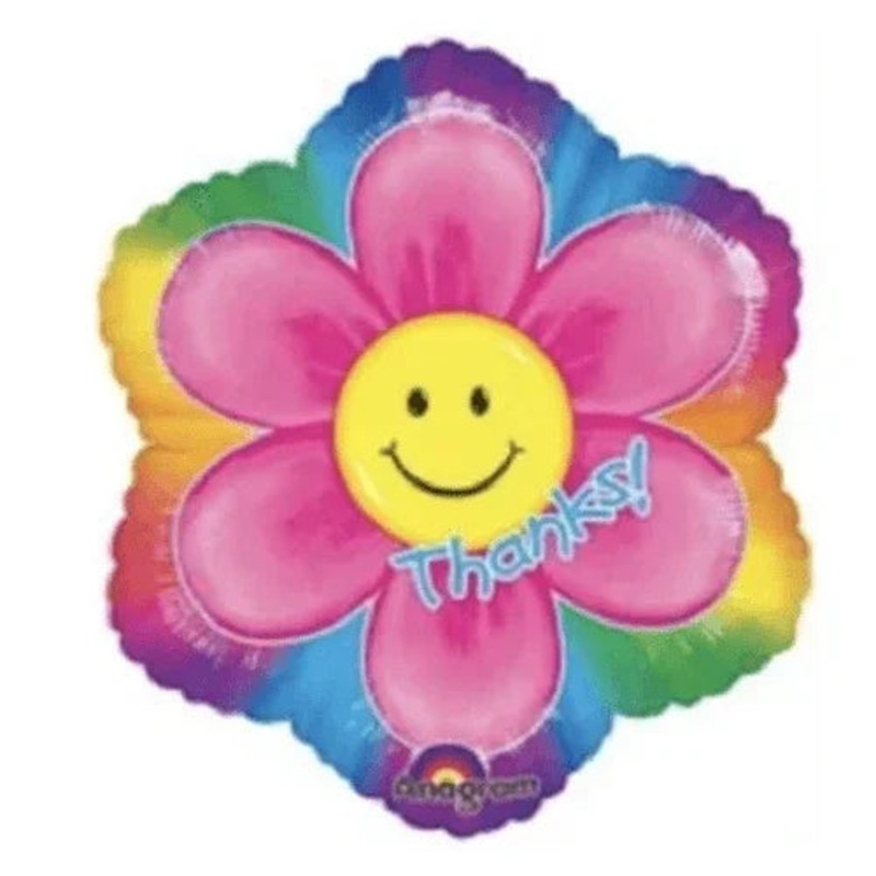 18 Thanks! Groovy Flower Jr. Shape Foil Mylar Balloon