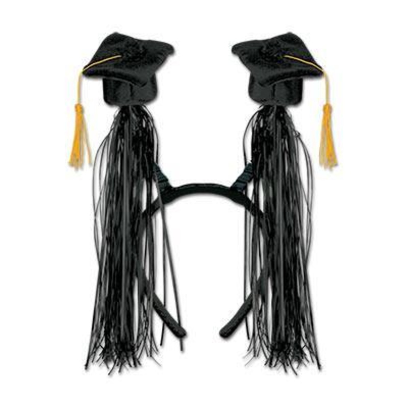 Black Grad Cap With Fringe Boppers