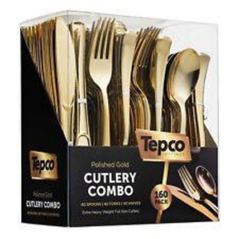 Plastic Gold Cutlery Set 2